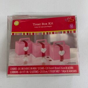 NEW‎ Wilson Treat Box Kit pink heart ribbon baking gift party favors 12 pack set